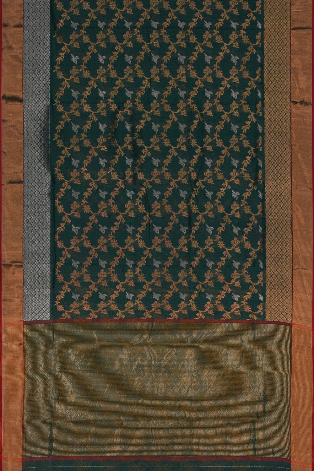 Image of Chanderi Brocade Silk Green Saree