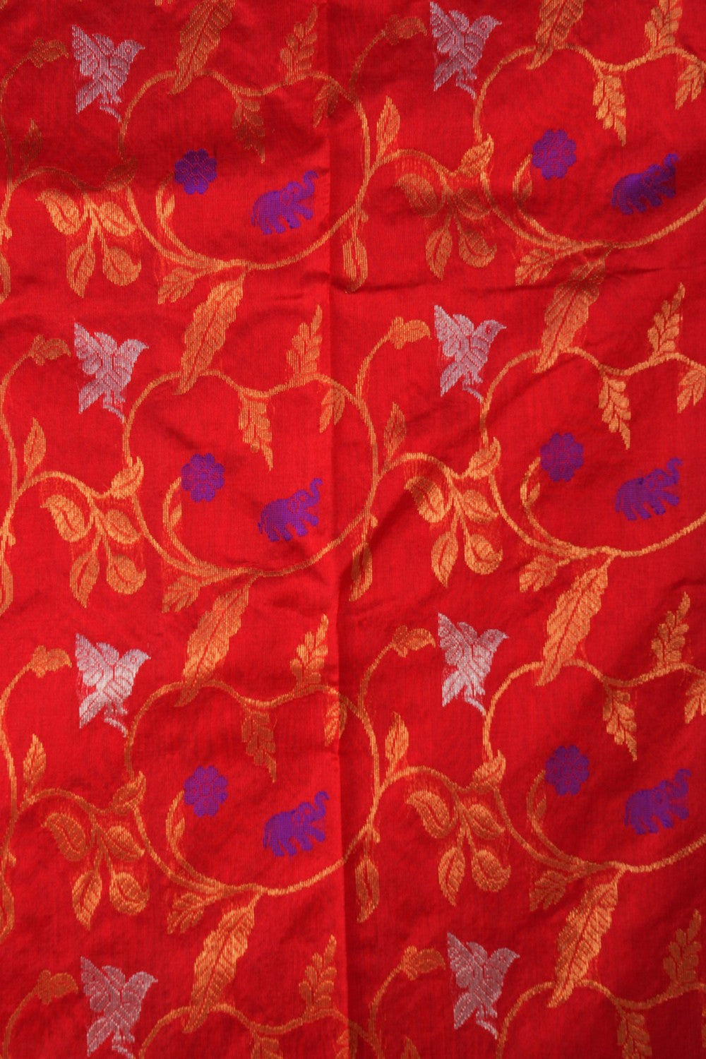 Image of Chanderi Brocade Silk Red Saree