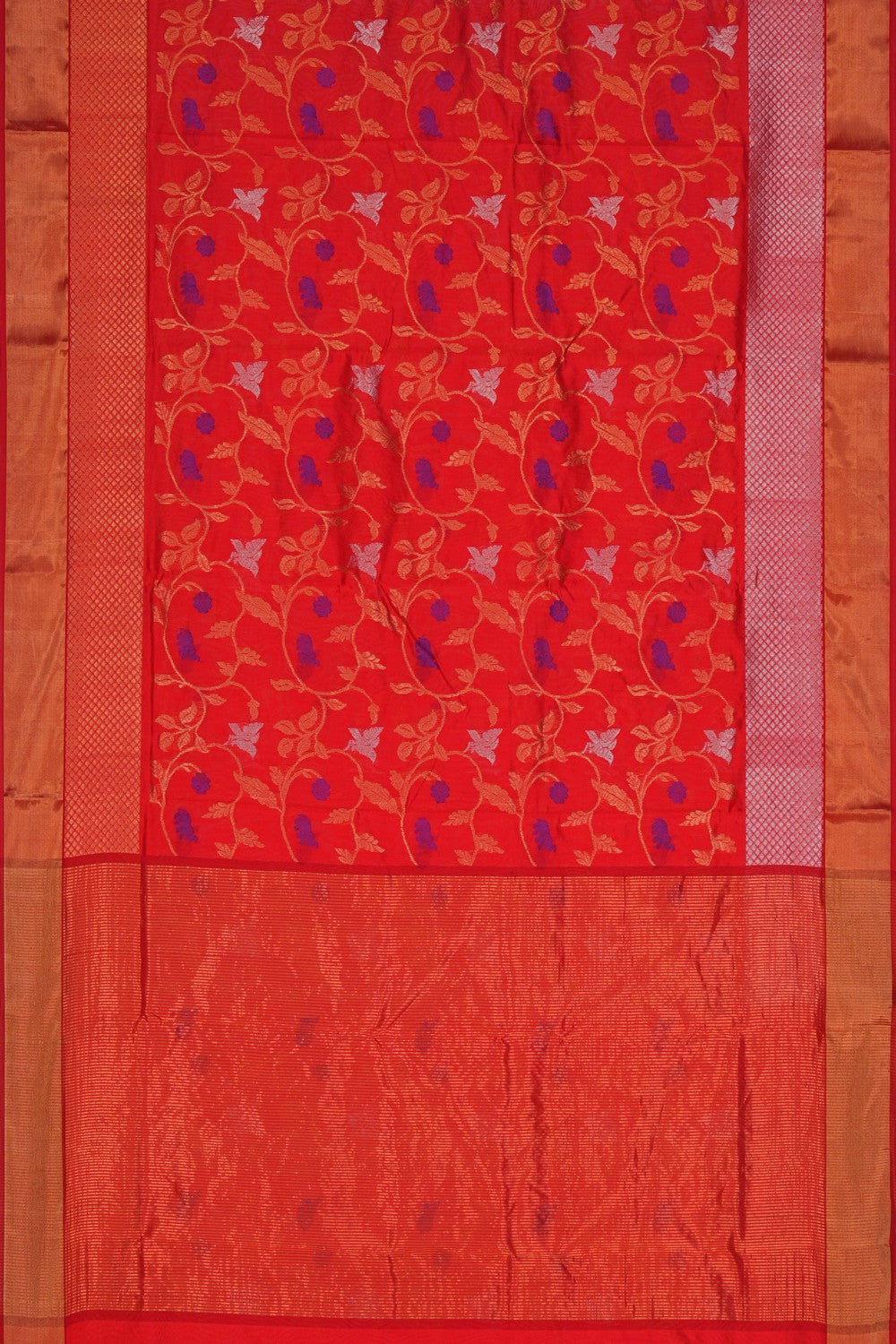 Image of Chanderi Brocade Silk Red Saree