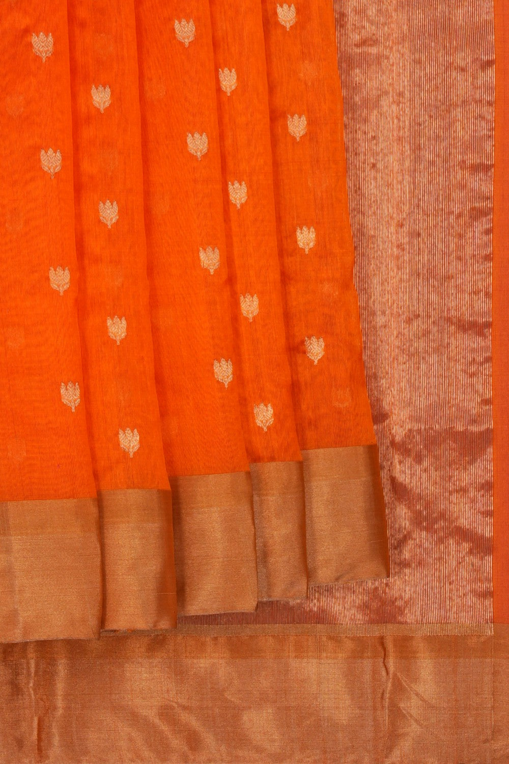 Image of Chanderi Silk Orange Saree