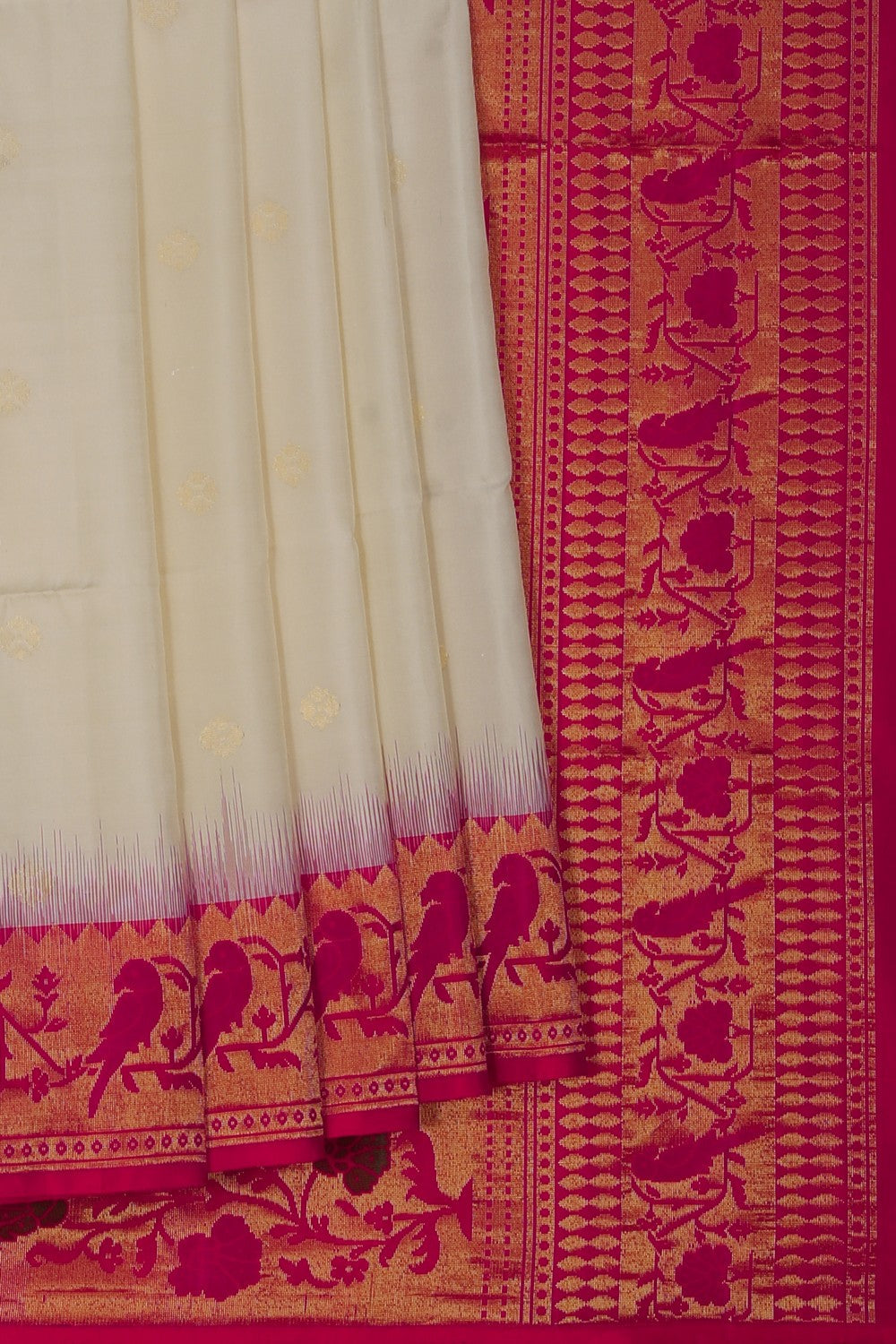Image of South Silk Ivory Off-White Saree