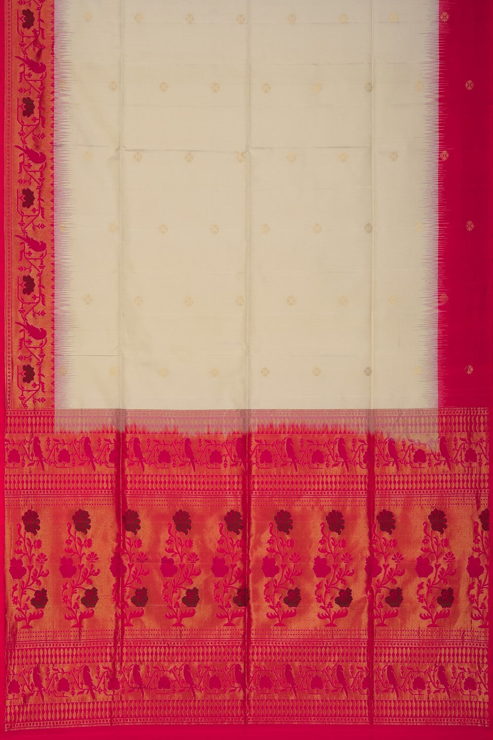 Image of South Silk Ivory Off-White Saree