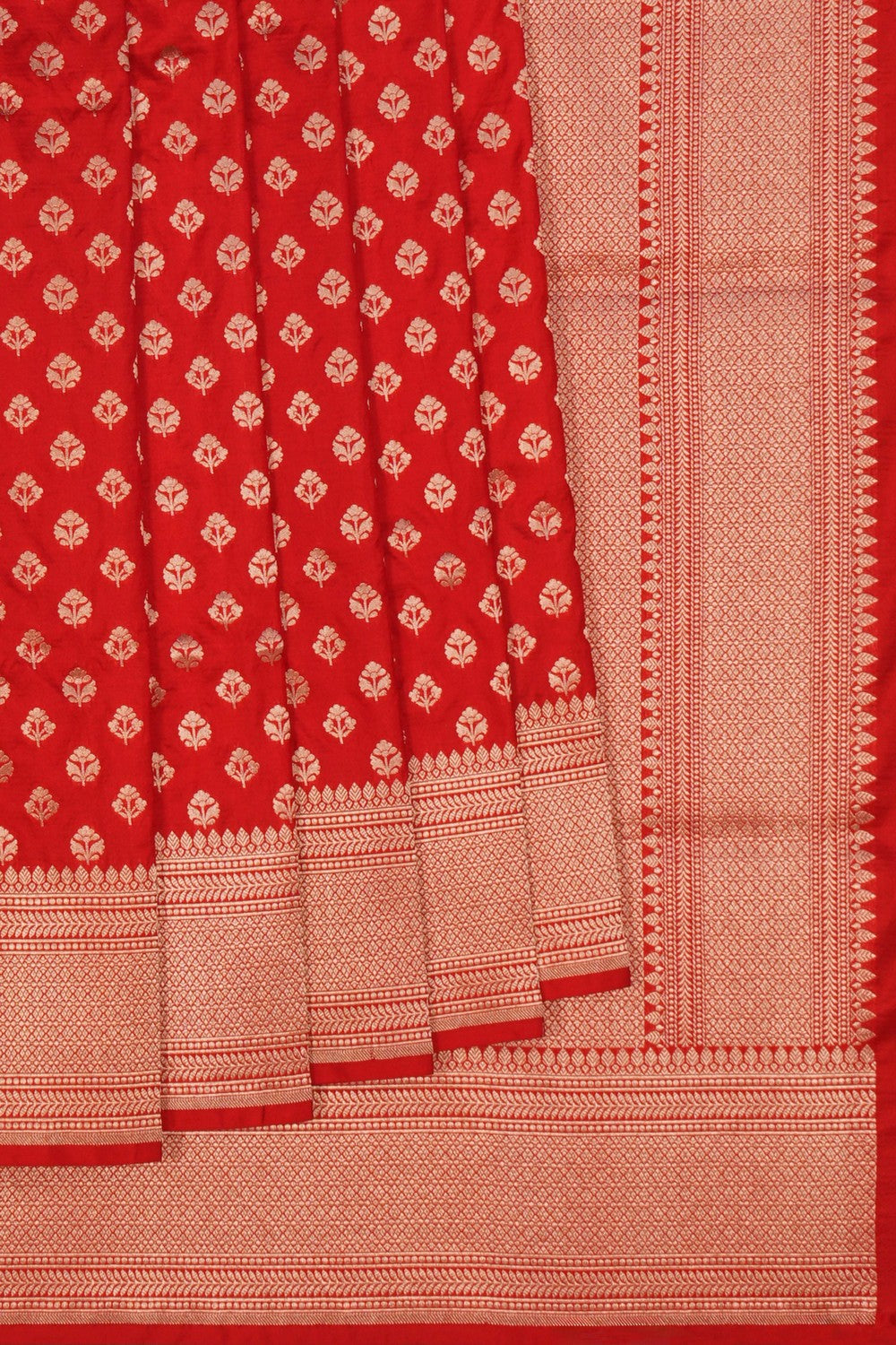 Image of Banarasi Brocade Silk Red Saree
