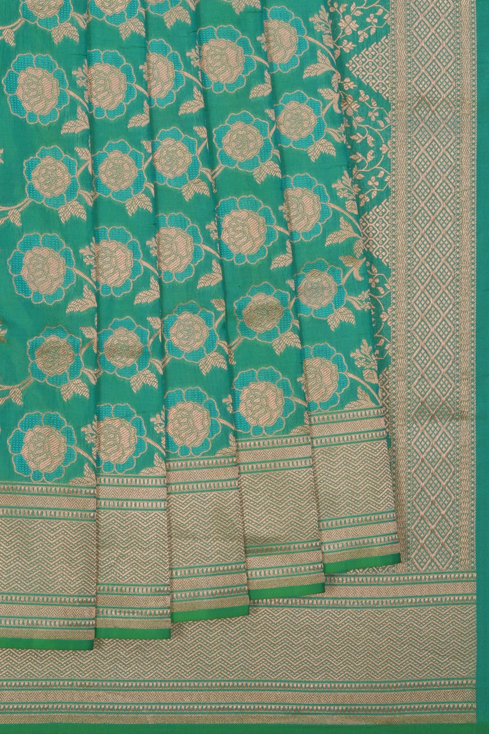 Image of Banarasi Brocade Silk Sea Green Saree