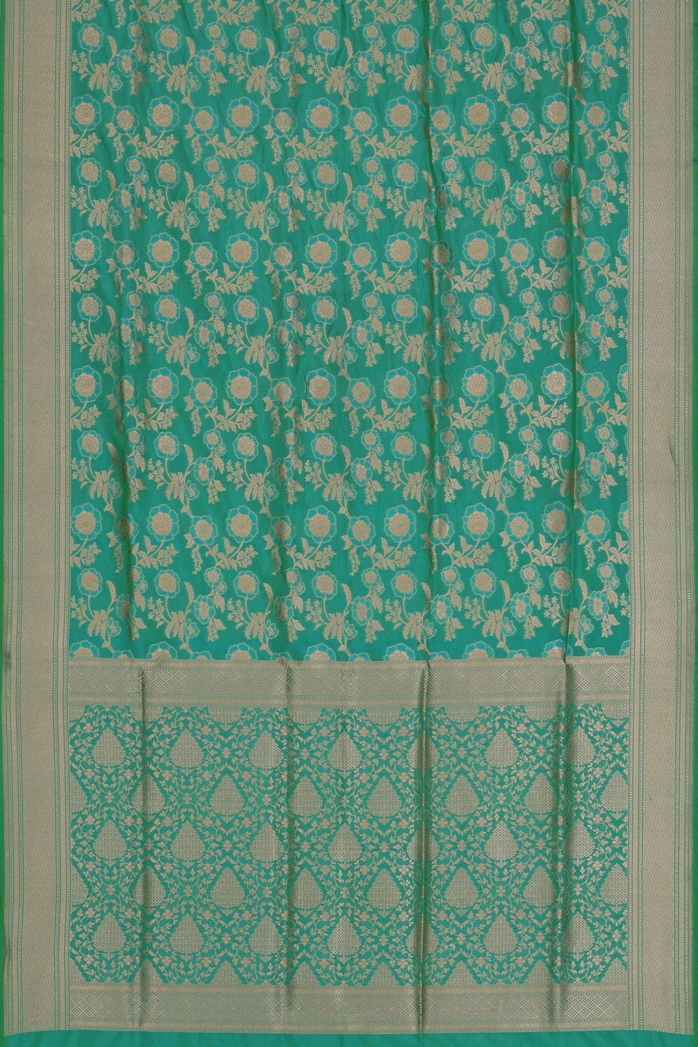 Image of Banarasi Brocade Silk Sea Green Saree