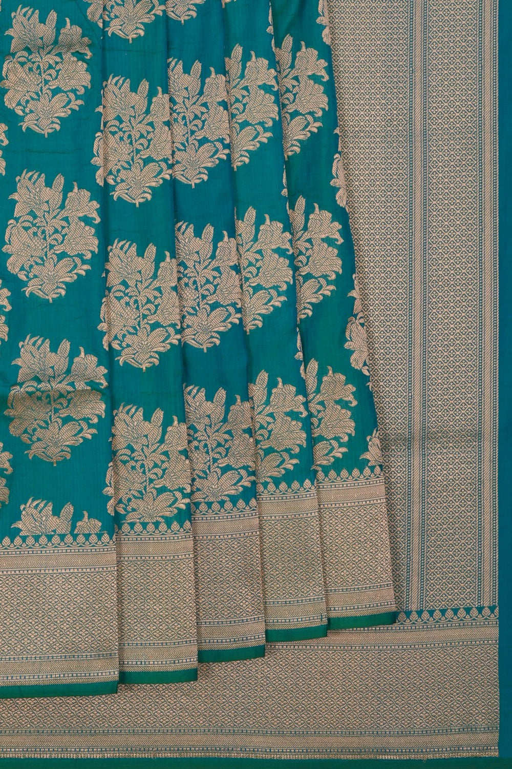 Image of Banarasi Brocade Silk Sea Blue Saree