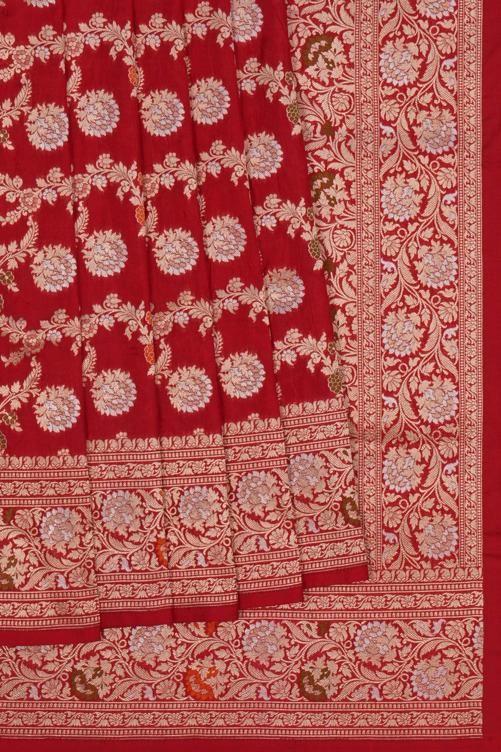 Image of Banarasi Brocade Silk Red Saree