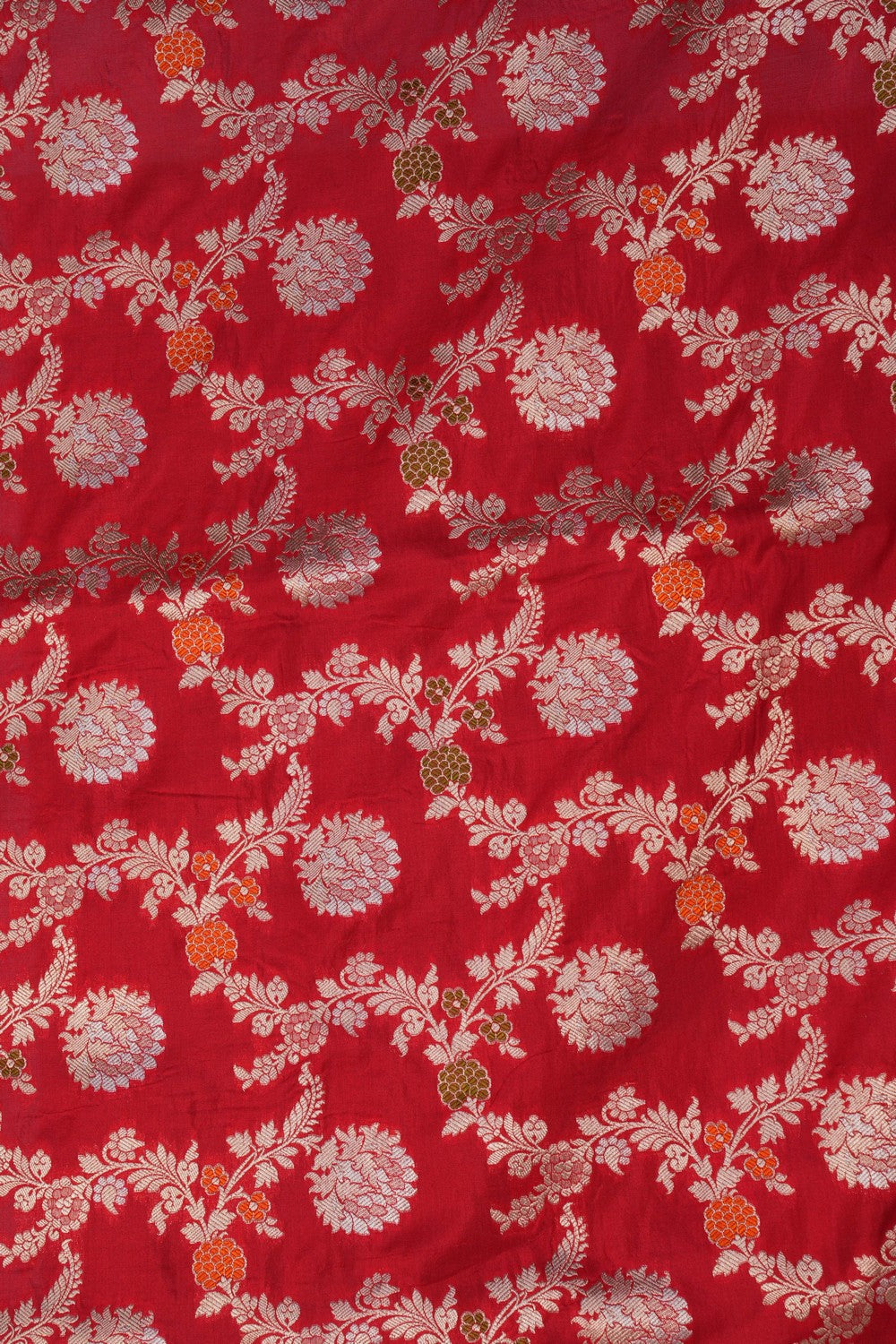 Image of Banarasi Brocade Silk Red Saree