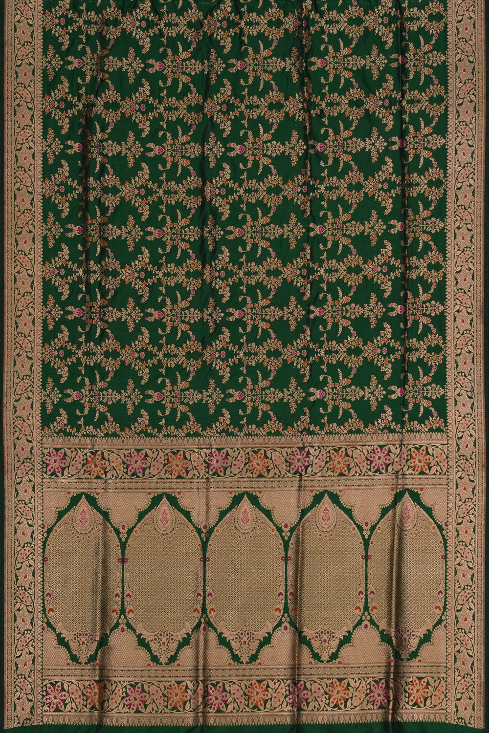 Image of Banarasi Brocade Silk Green Saree