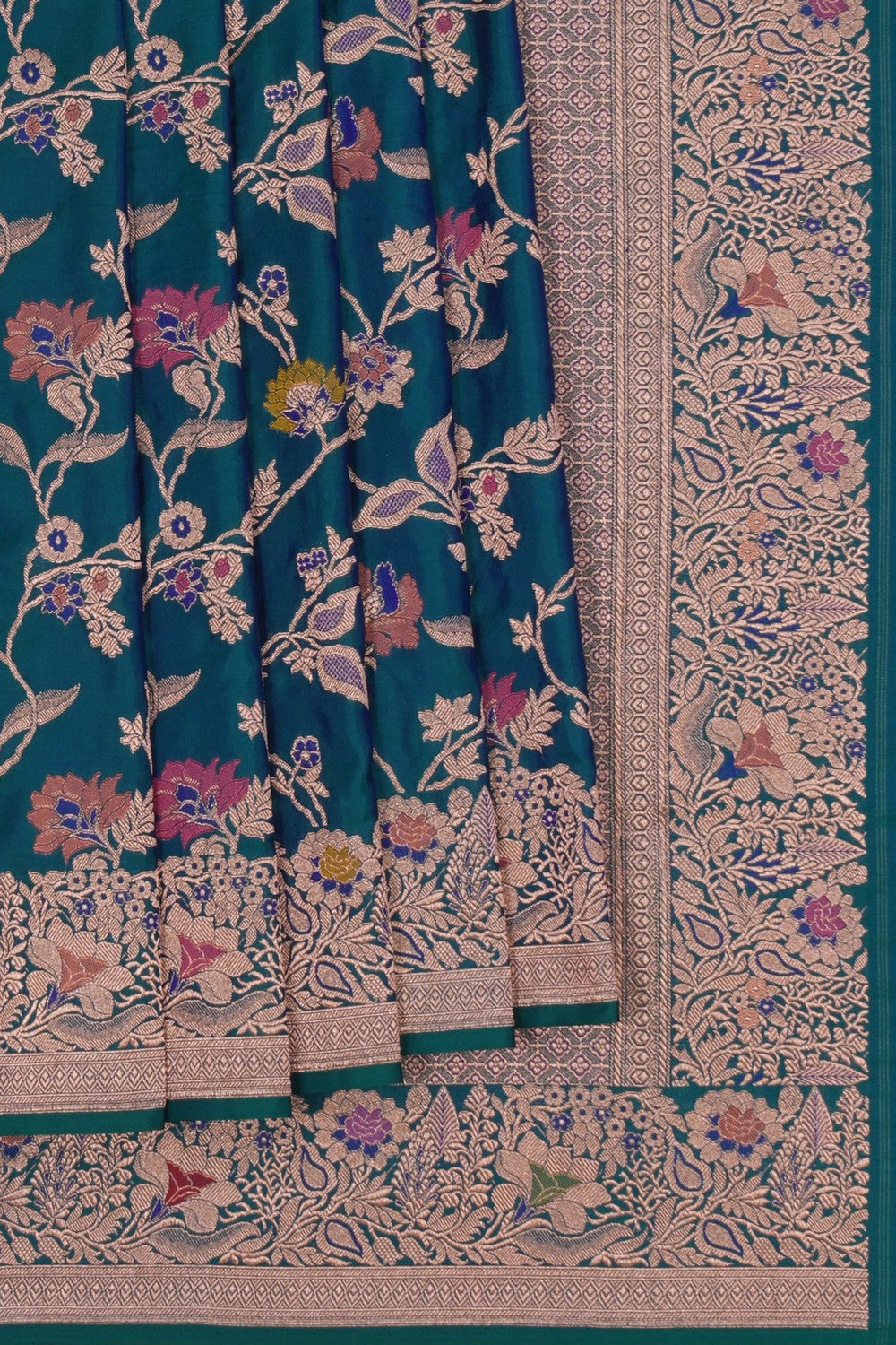 Image of Banarasi Brocade Silk Teal Green Saree