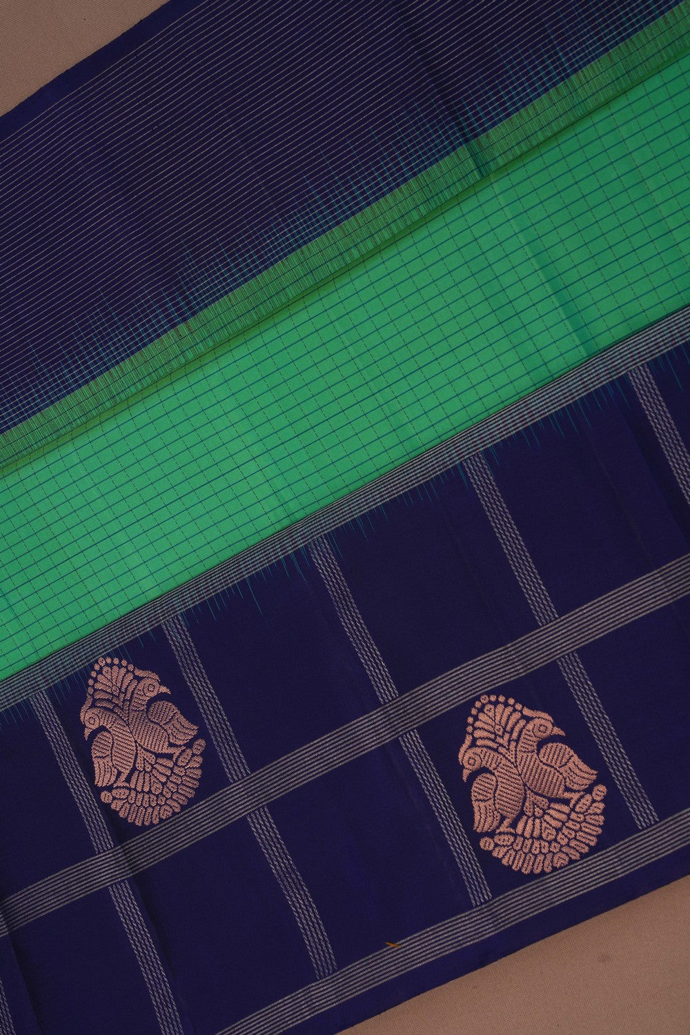 Image of South Silk Kattam Sea Green Saree