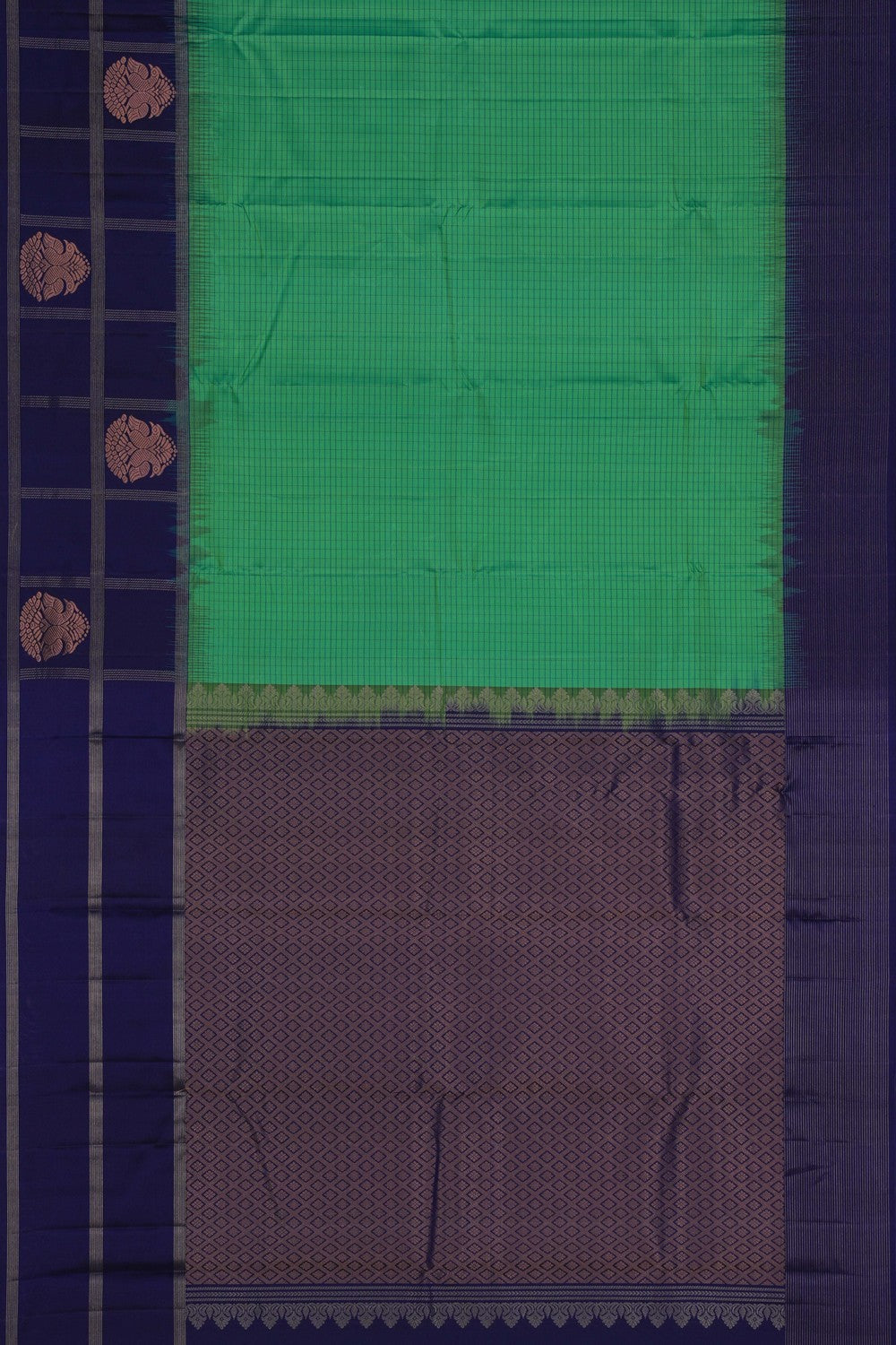 Image of South Silk Kattam Sea Green Saree