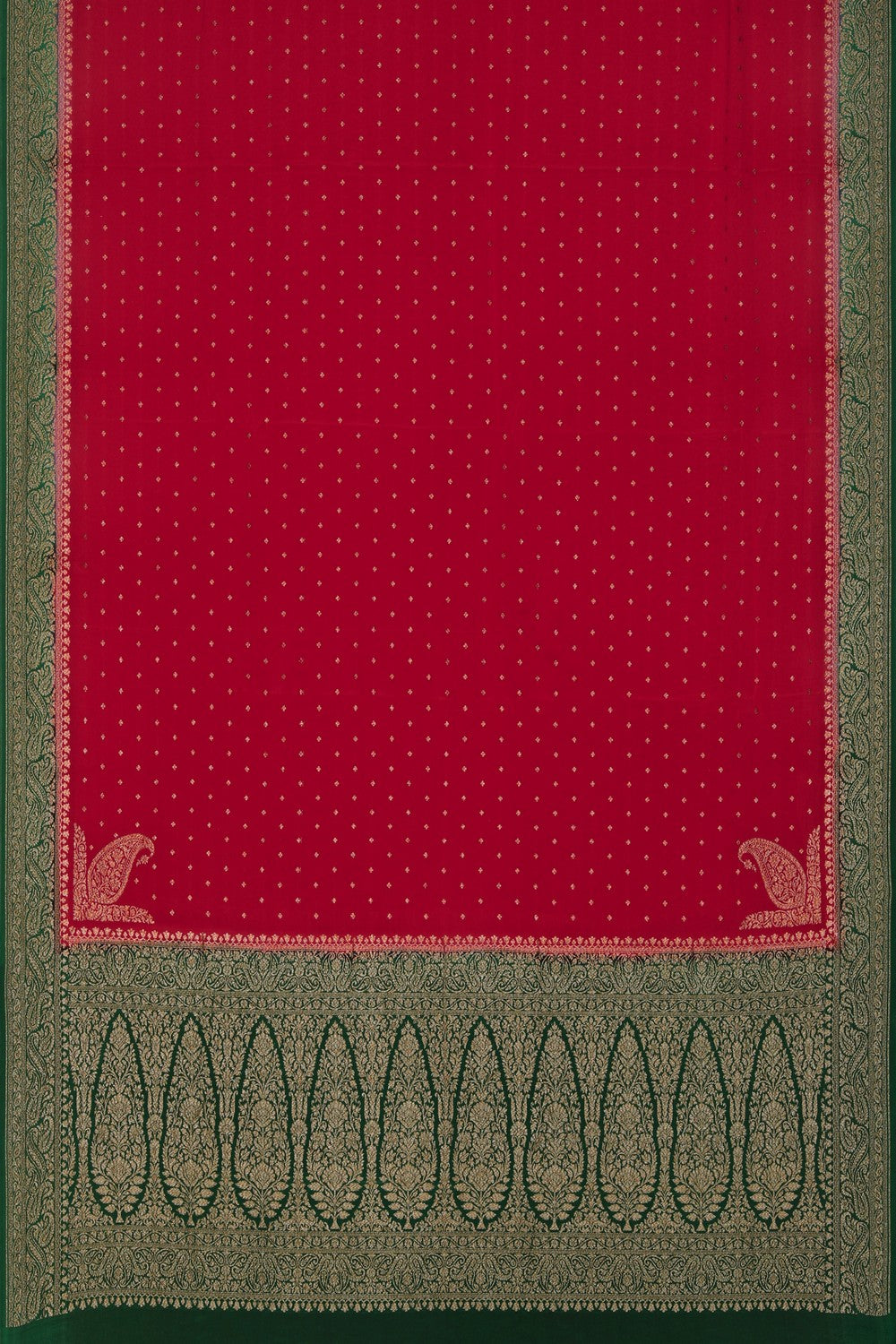 Image of Banarasi Crepe Coral Red Saree