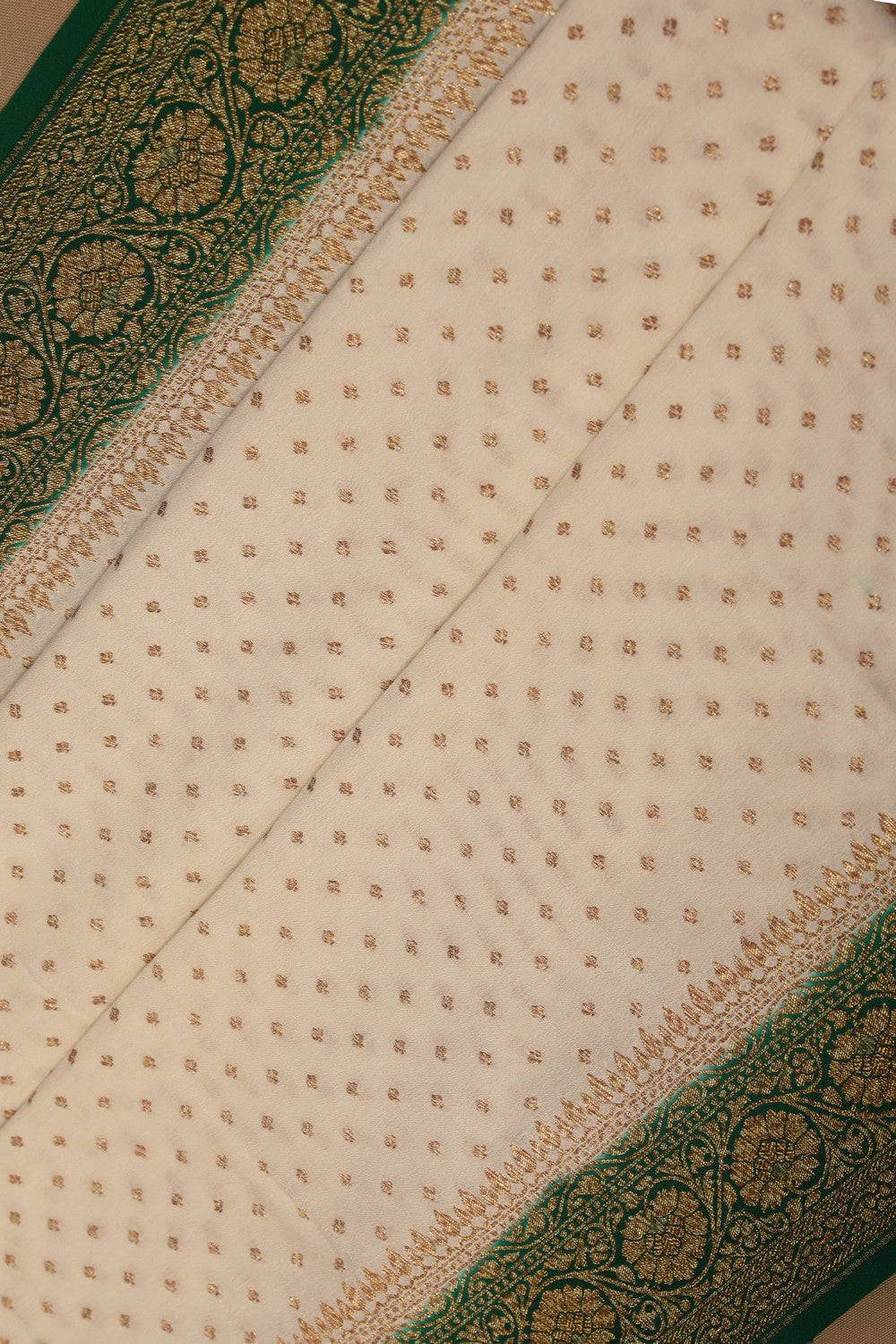 Image of Banarasi Crepe Off-White Saree