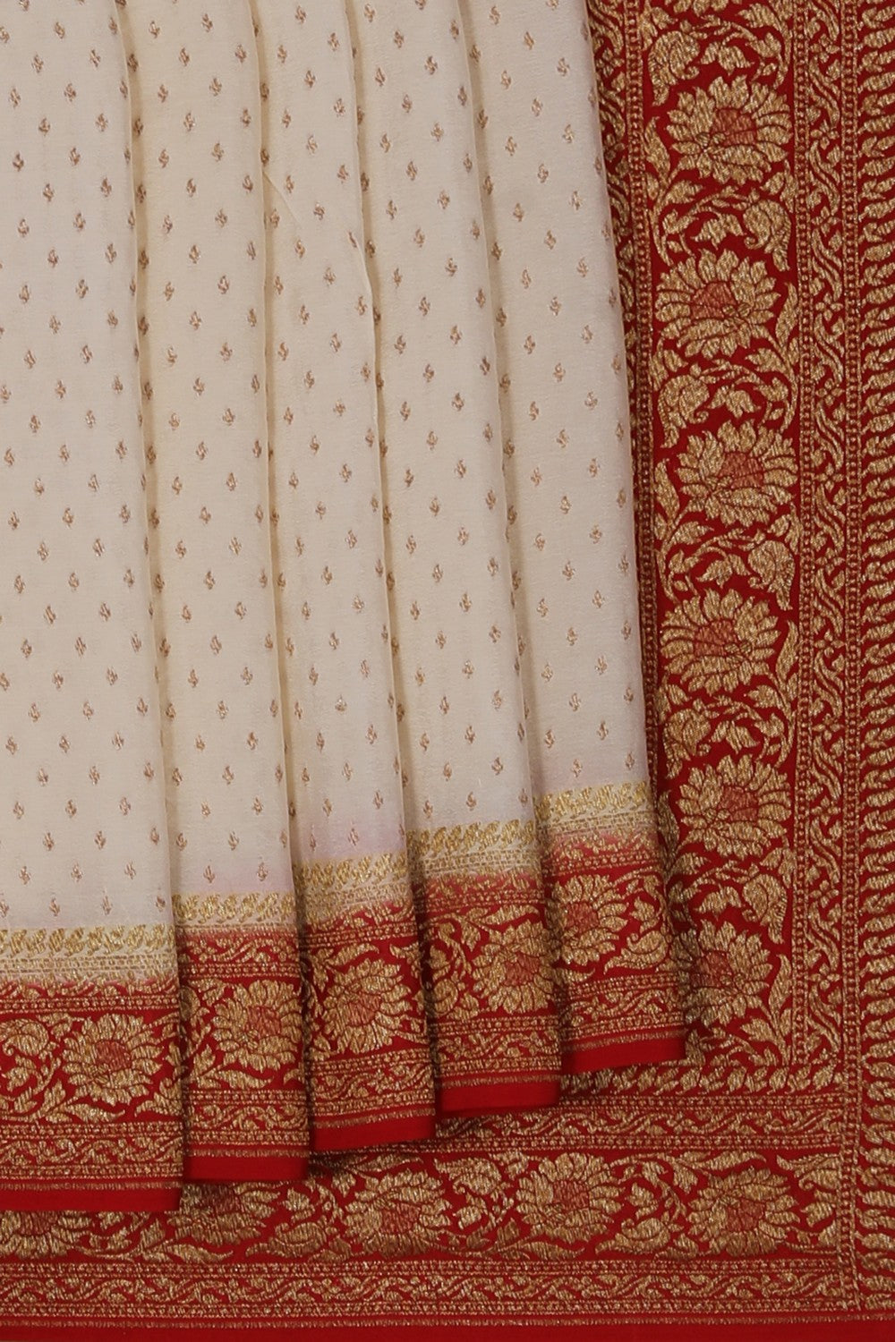 Image of Banarasi Crepe Off-White Saree