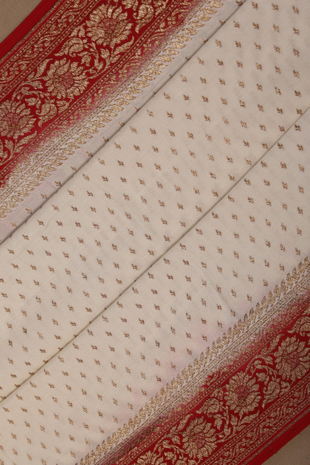 Image of Banarasi Crepe Off-White Saree