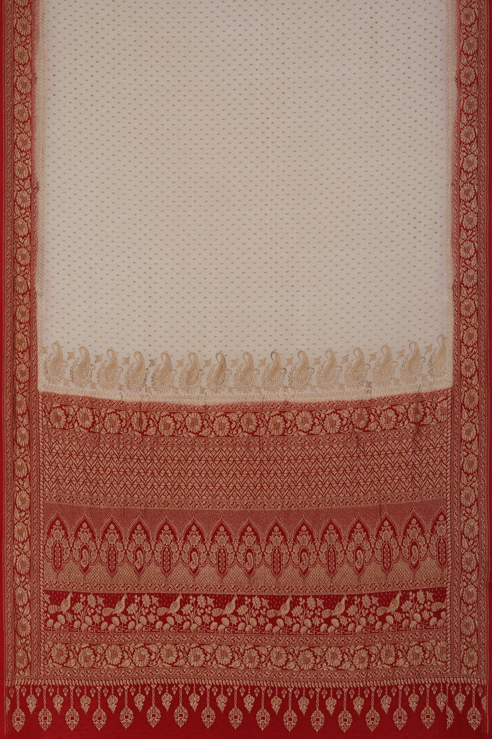 Image of Banarasi Crepe Off-White Saree