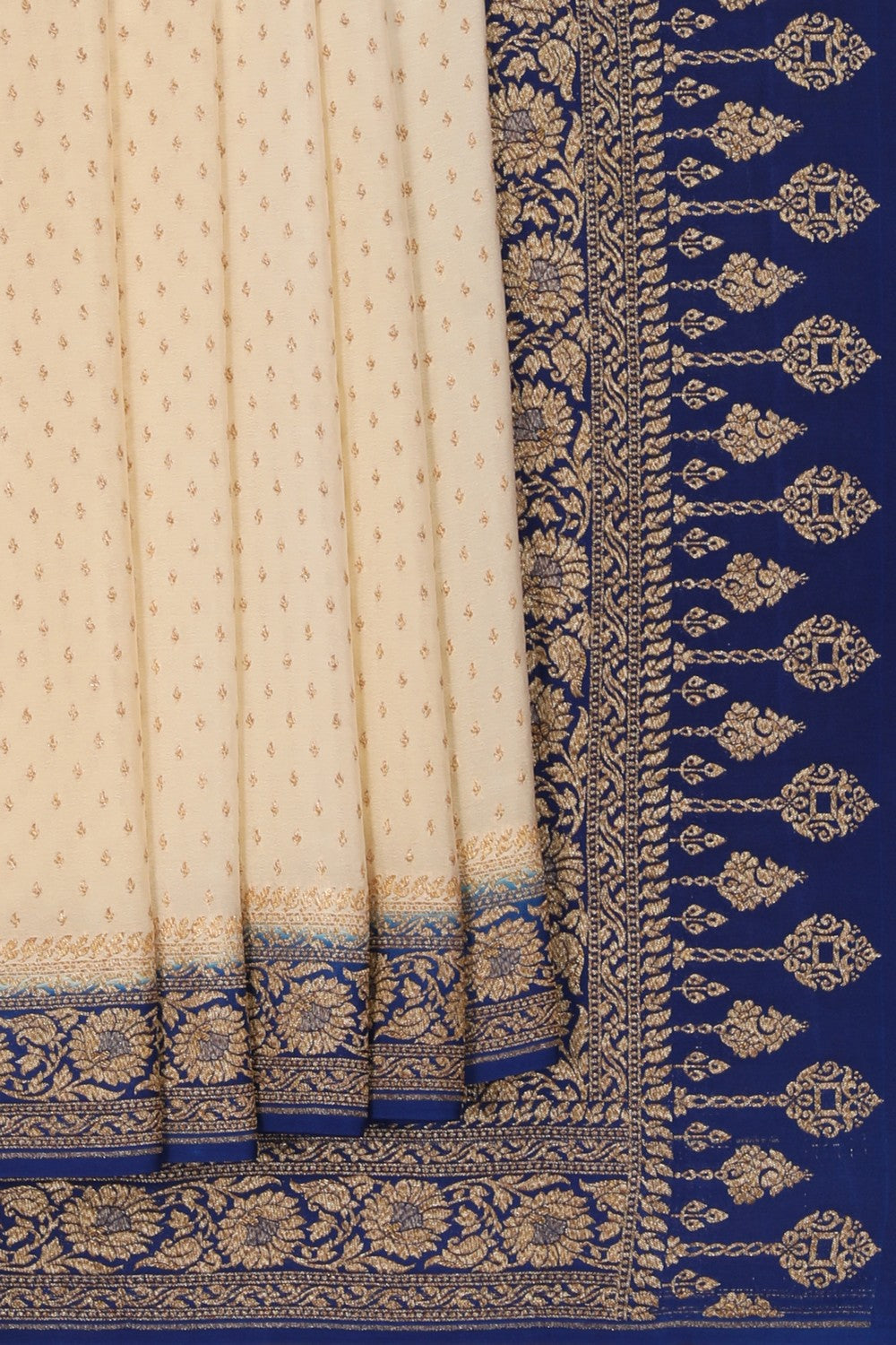 Image of Banarasi Crepe Off-White Saree