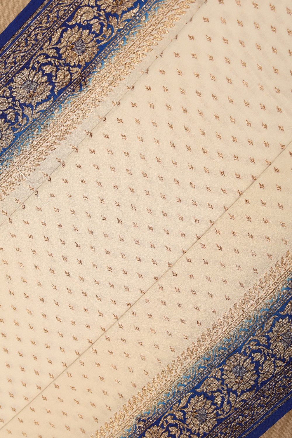 Image of Banarasi Crepe Off-White Saree