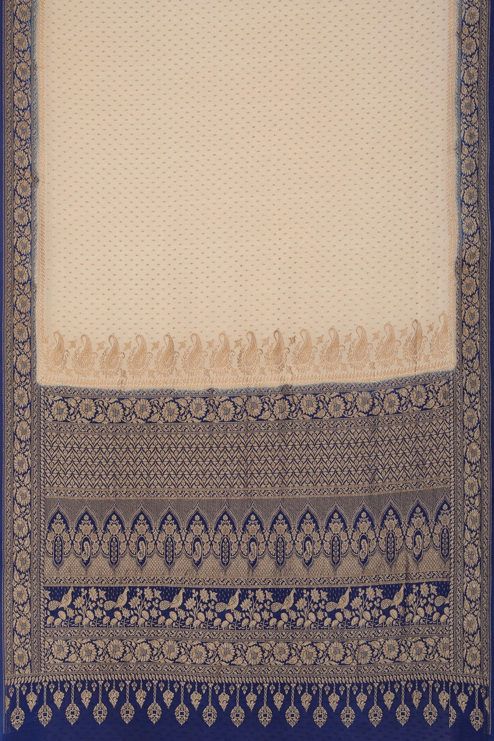 Image of Banarasi Crepe Off-White Saree