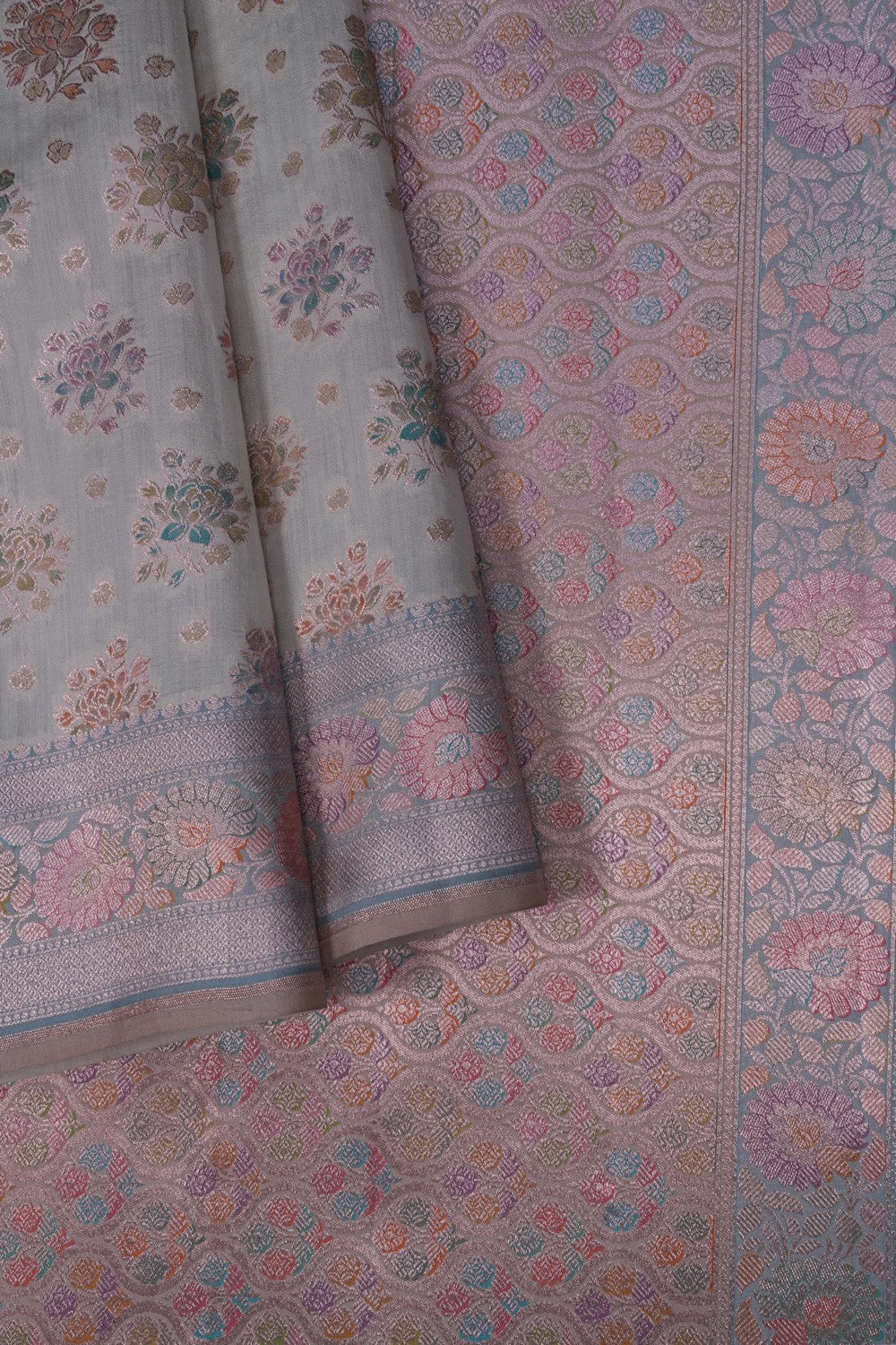 Image of Banarasi Dupion Silk Off-White Saree