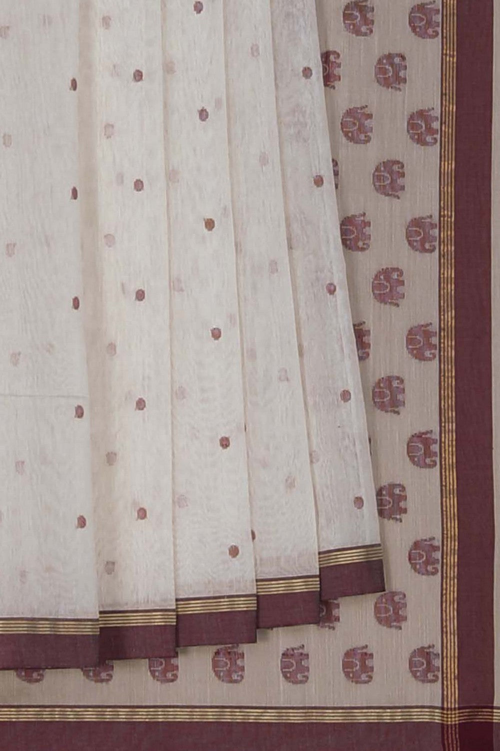 Image of Chanderi Off-White Saree