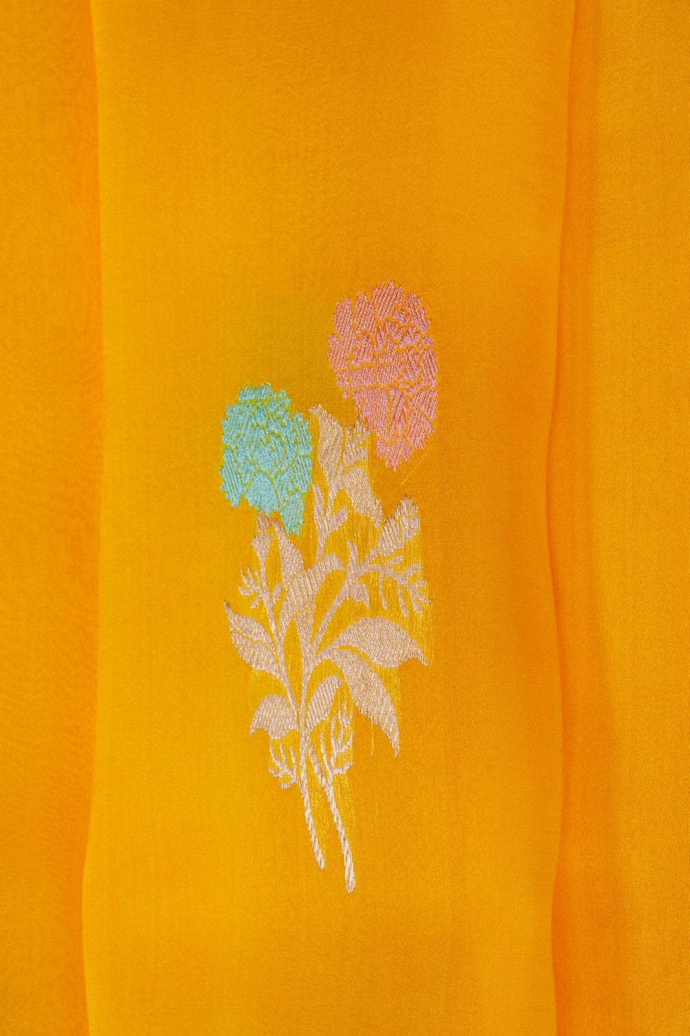 Image of Chanderi Kora Silk Yellow Saree