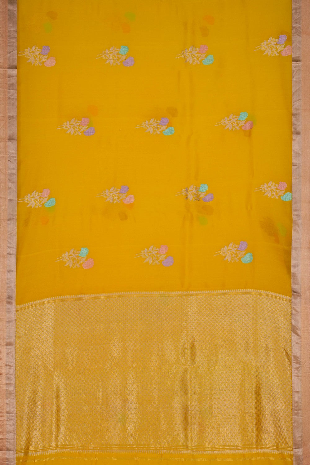 Image of Chanderi Kora Silk Yellow Saree