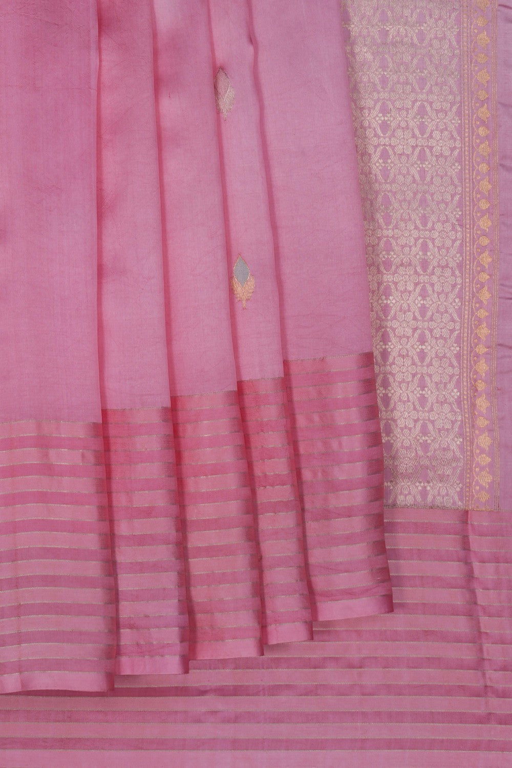 Image of Chanderi Satin Silk Pink Saree