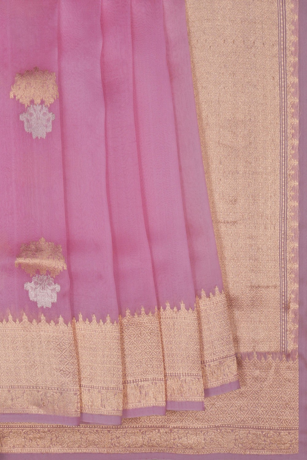Image of Chanderi Kora Silk Pink Saree