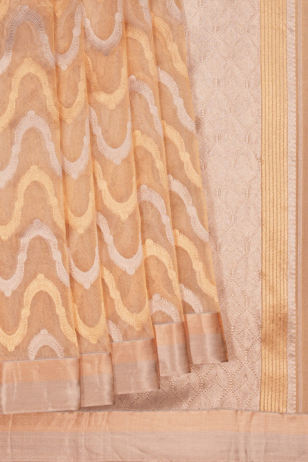 Image of Chanderi Tissue Silk Gold Saree
