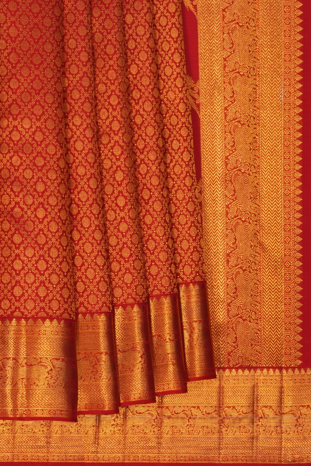 Image of Arani Silk Brocade Red Saree