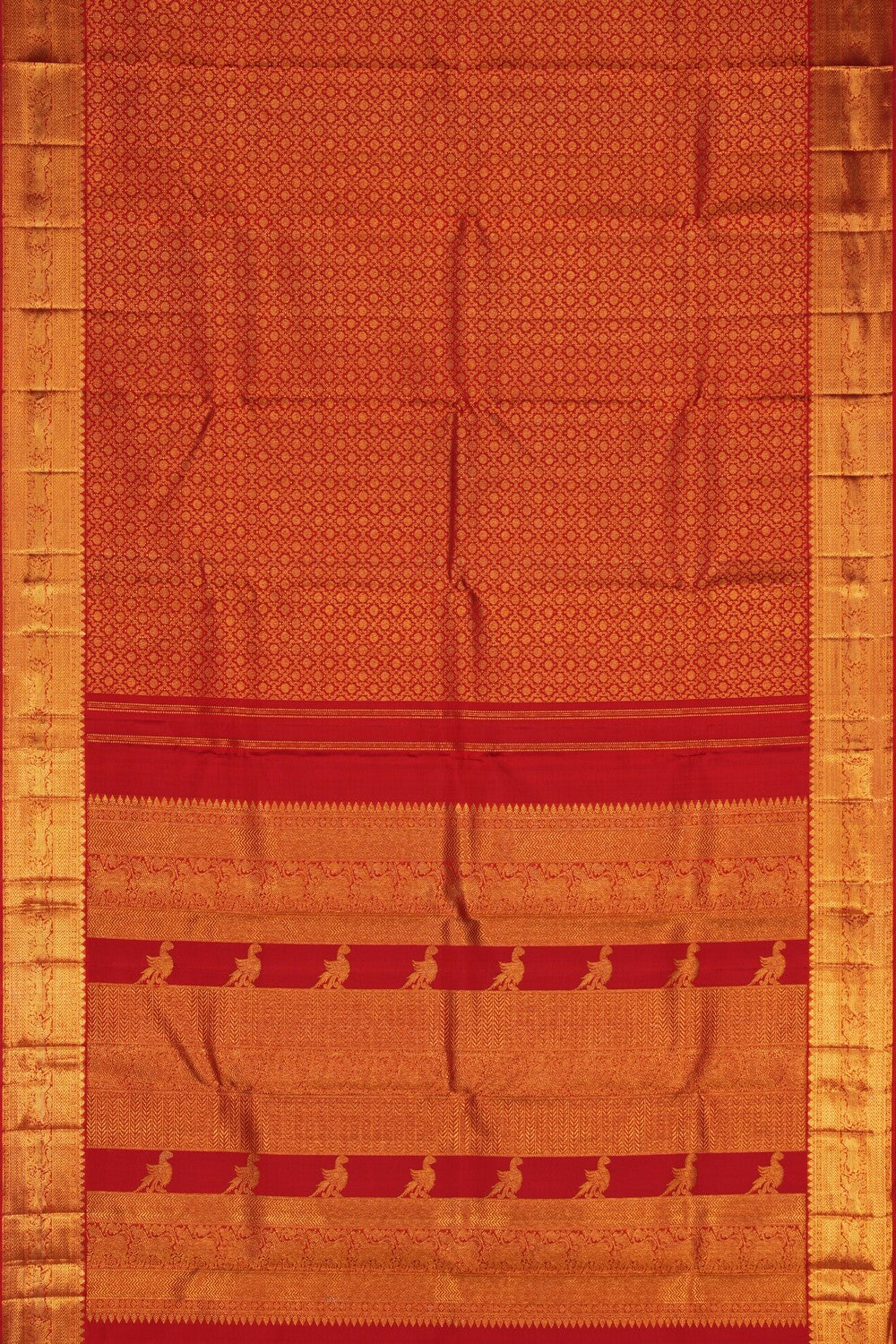Image of Arani Silk Brocade Red Saree