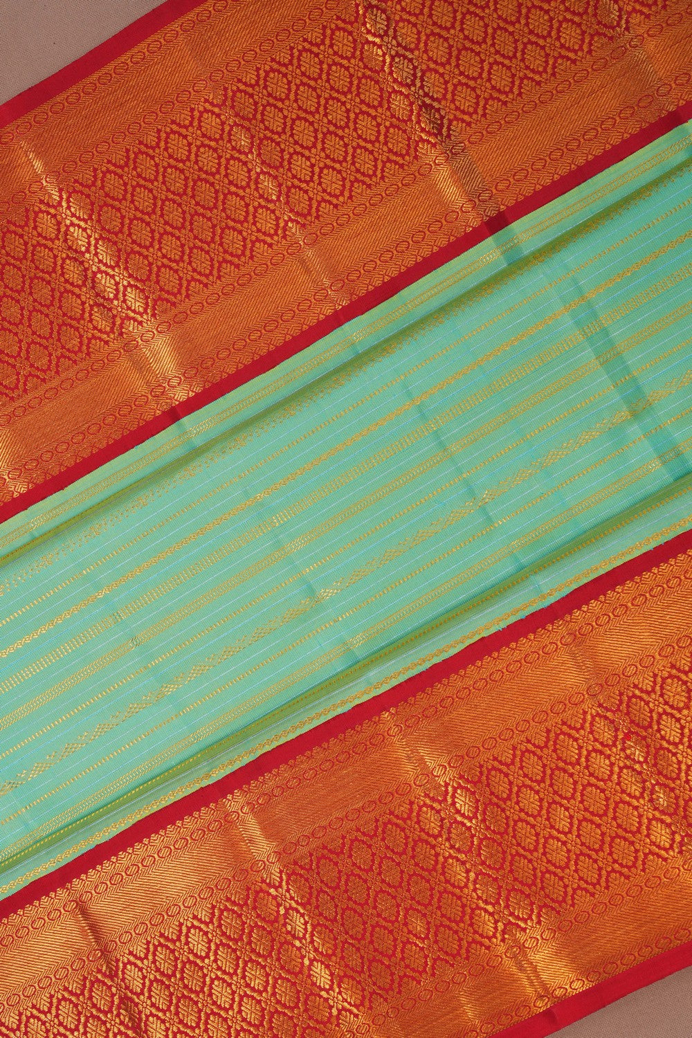 Image of Kanchipuram Silk Brocade Sea Green Saree