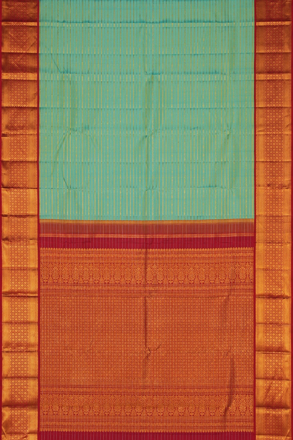 Image of Kanchipuram Silk Brocade Sea Green Saree
