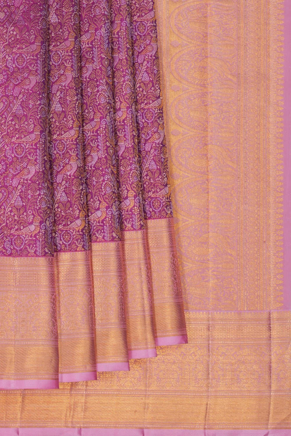 Image of Kanchipuram Silk Brocade Orchid Purple Saree