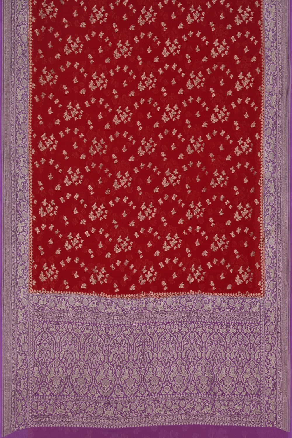 Image of Banarasi Chiffon Red Saree