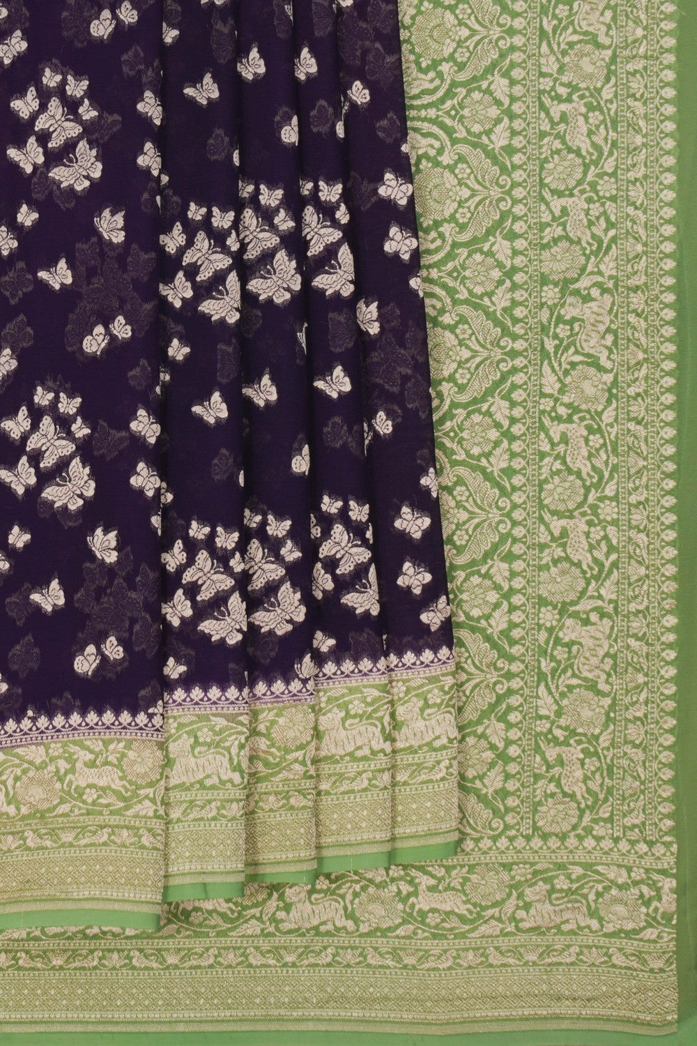 Image of Banarasi Chiffon Purple Saree