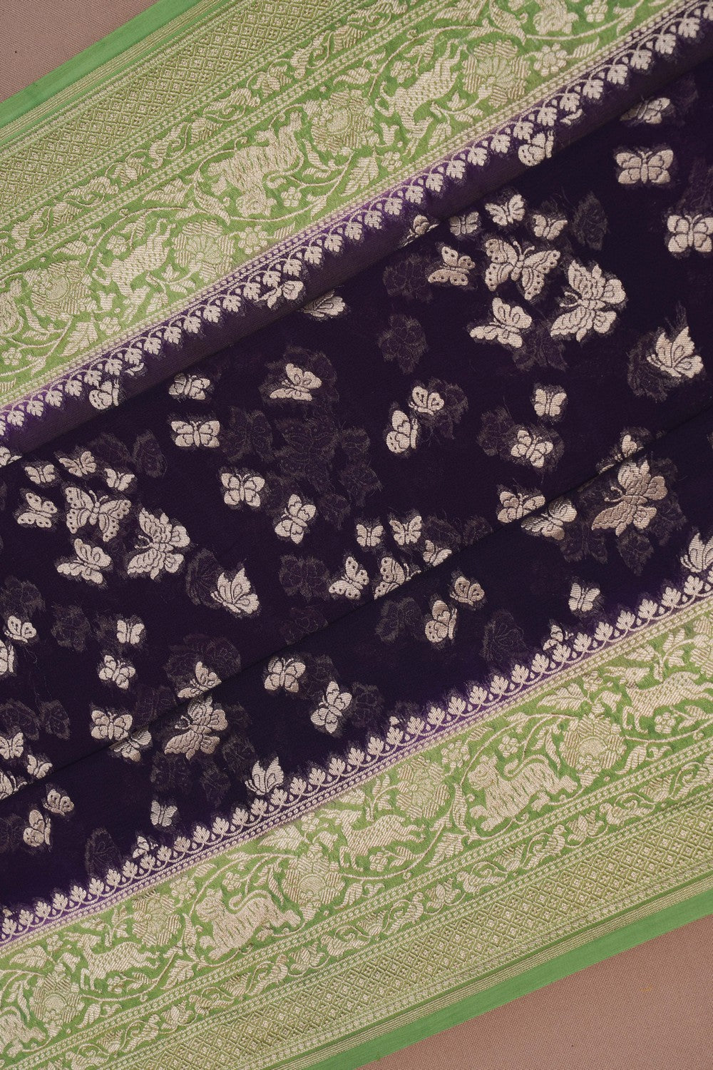 Image of Banarasi Chiffon Purple Saree