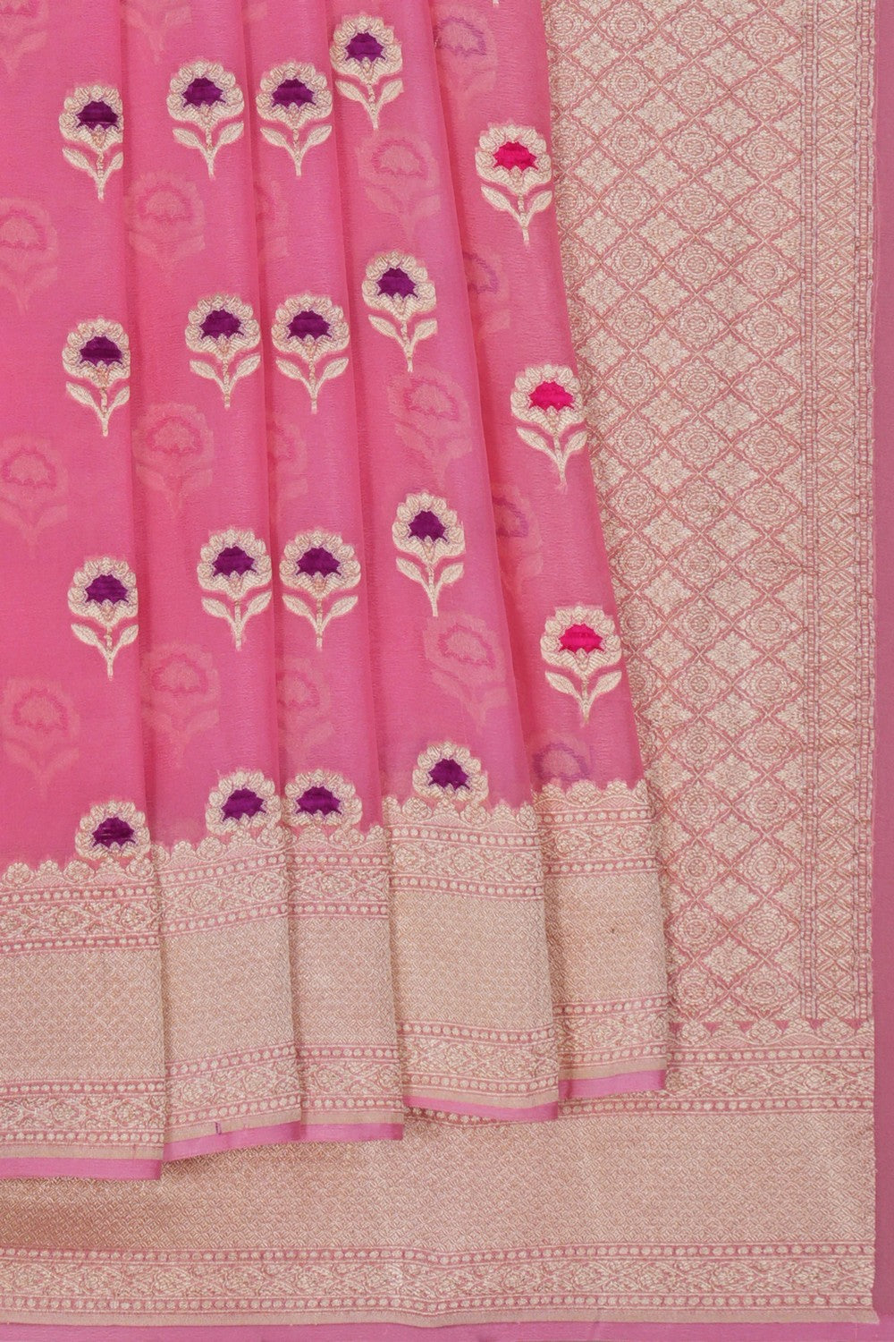Image of Banarasi Chiffon Pink Saree