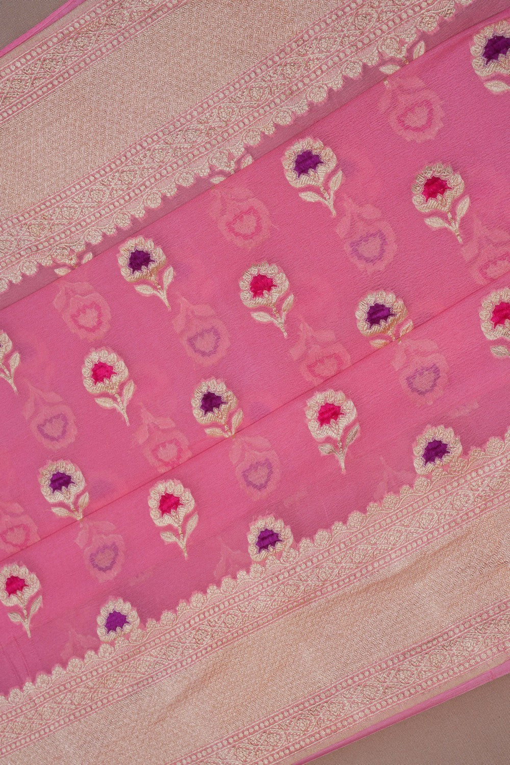 Image of Banarasi Chiffon Pink Saree