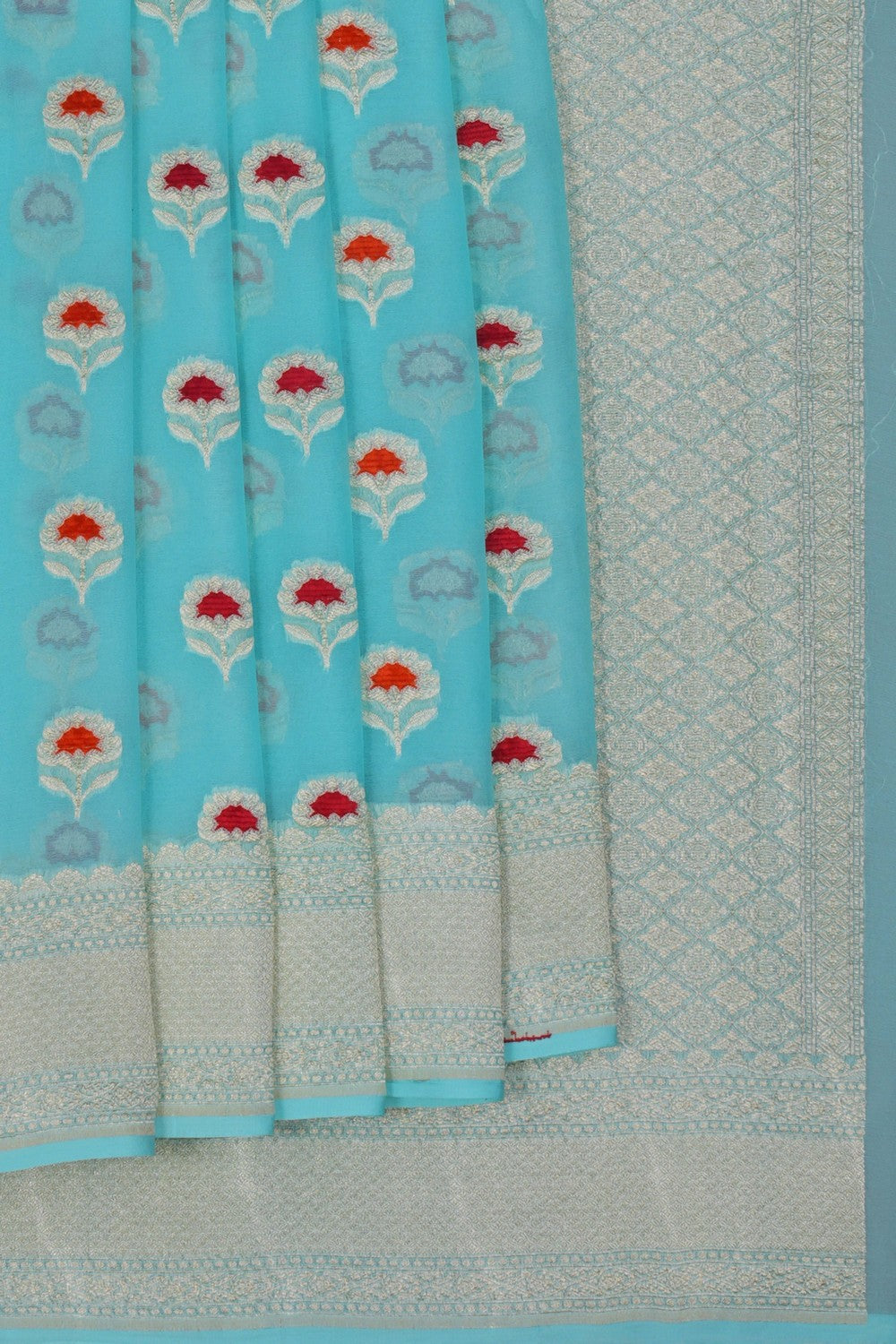 Image of Banarasi Chiffon Blue Saree