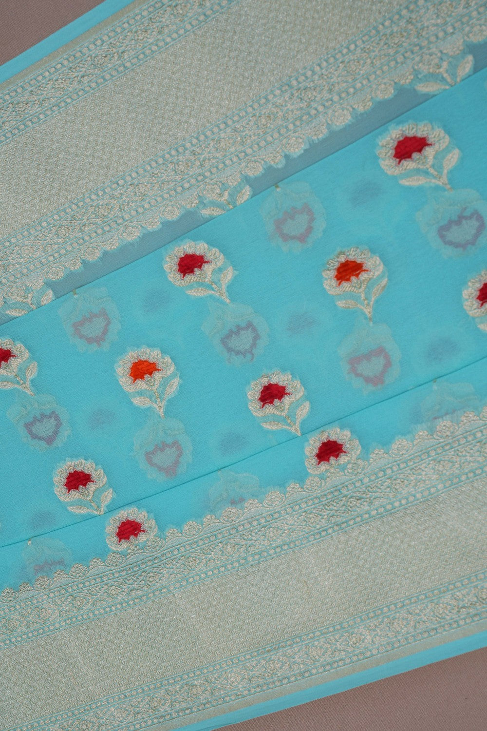 Image of Banarasi Chiffon Blue Saree