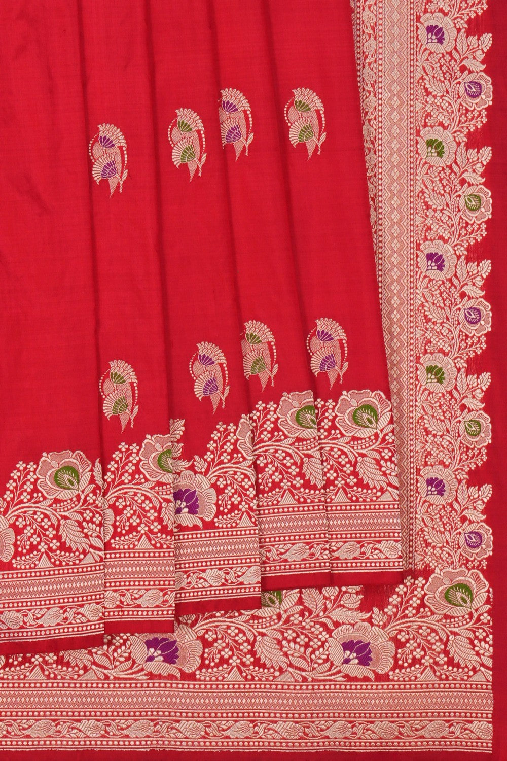 Image of Banarasi Silk Red Saree