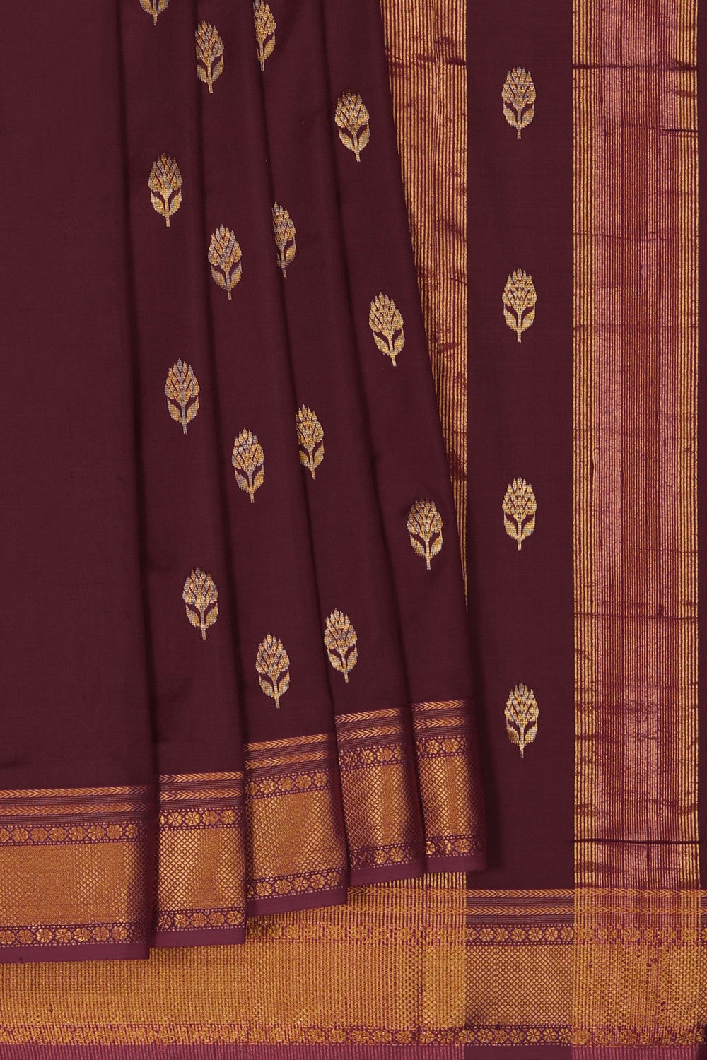 Image of Maheshwari Silk Maroon Saree
