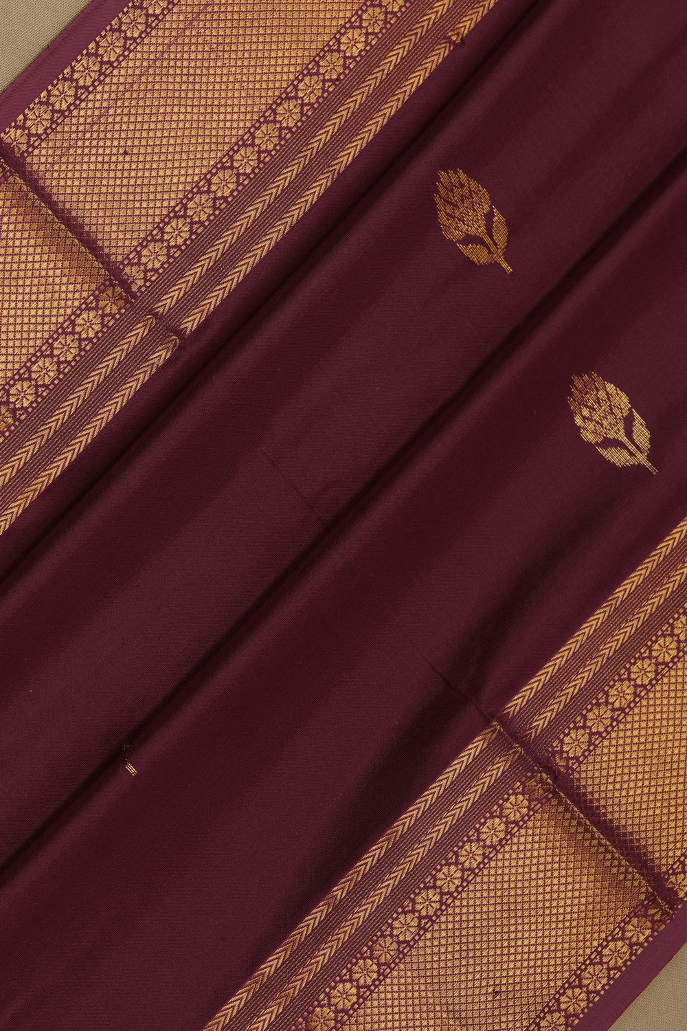 Image of Maheshwari Silk Maroon Saree