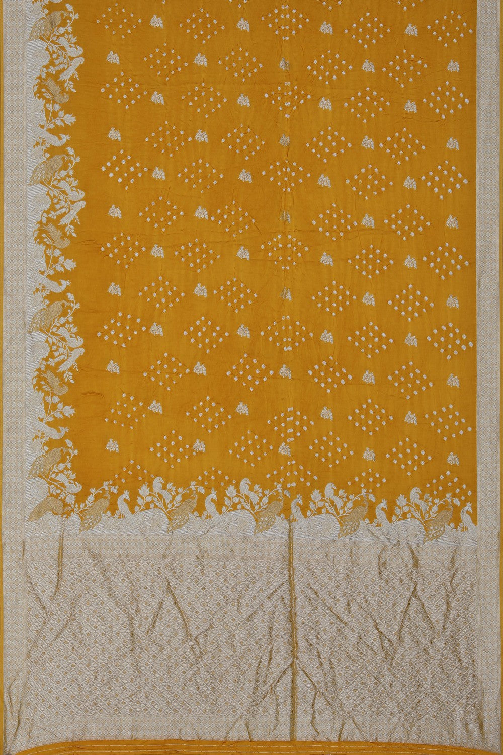 Image of Satin Bandhani Yellow Saree