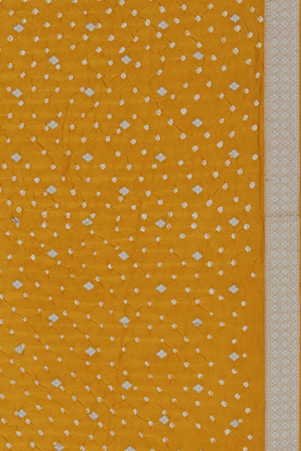 Image of Satin Bandhani Yellow Saree