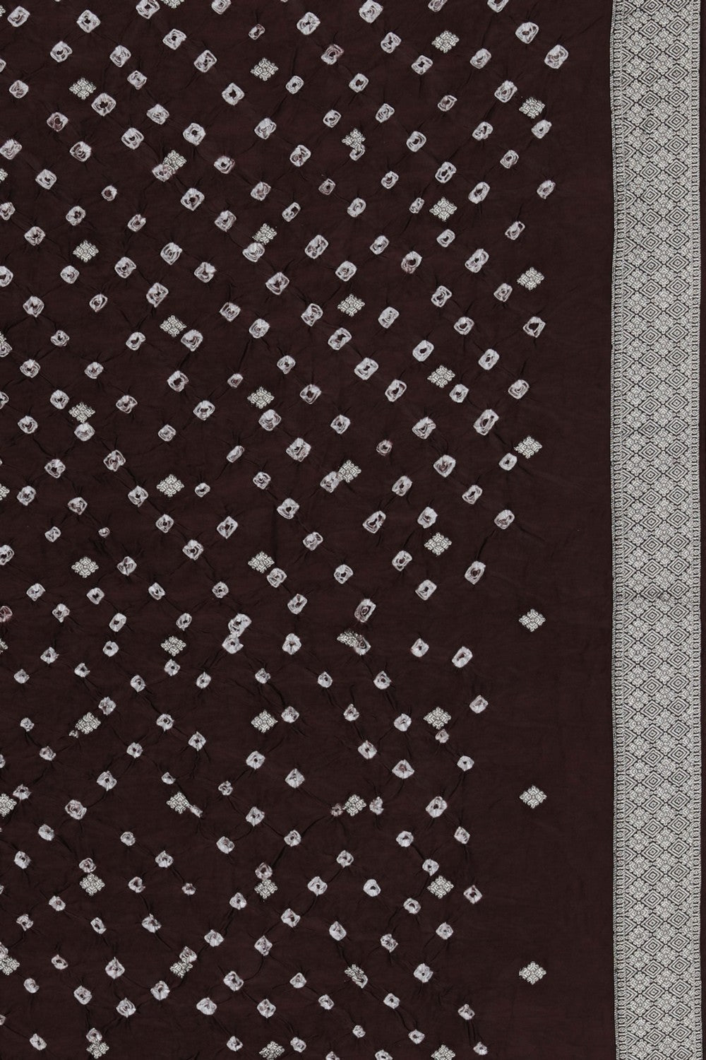 Image of Satin Bandhani Brown Saree