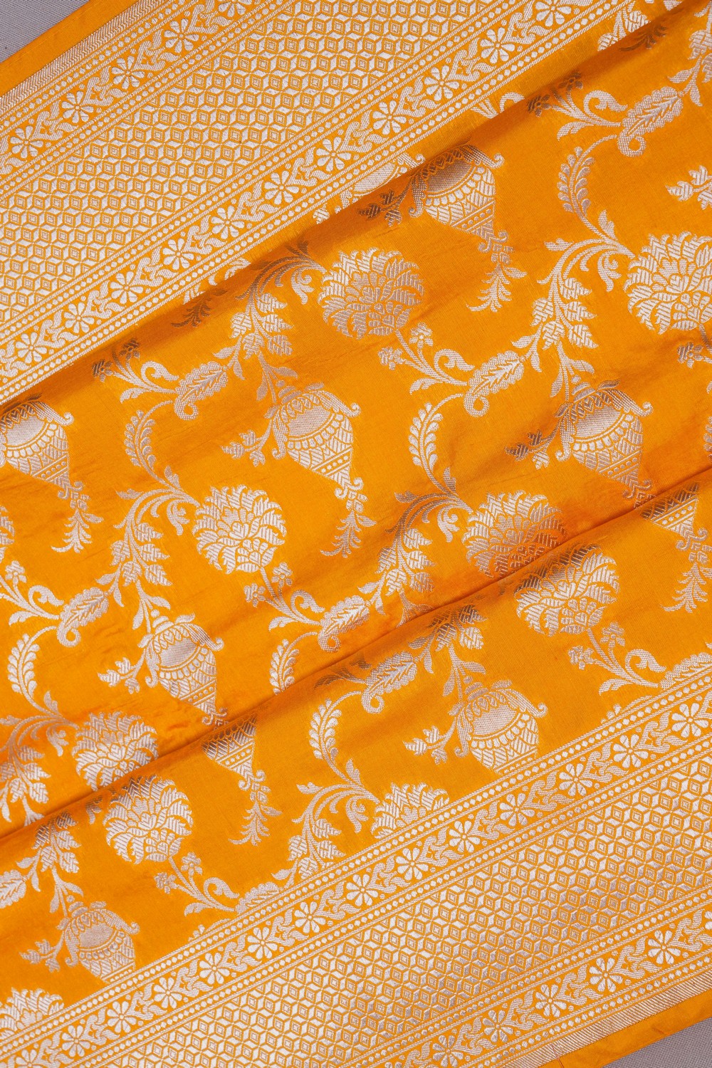 Image of Banarasi Brocade Silk Yellow Saree